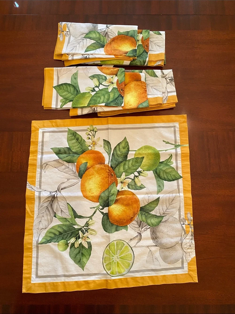 Williams Sonoma Citrus Grove Printed Napkins- Set of 8